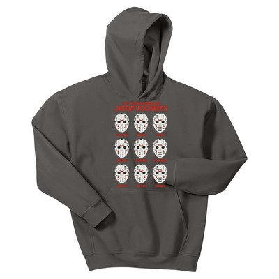 Funny Halloween The Many Moods Of Jason Voorhees Kids Hoodie