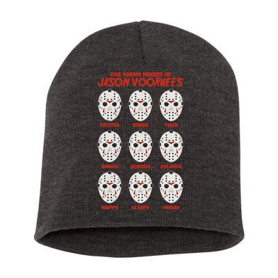 Funny Halloween The Many Moods Of Jason Voorhees Short Acrylic Beanie