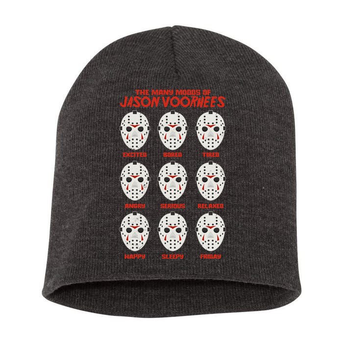 Funny Halloween The Many Moods Of Jason Voorhees Short Acrylic Beanie