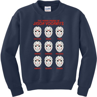 Funny Halloween The Many Moods Of Jason Voorhees Kids Sweatshirt