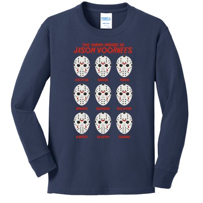 Funny Halloween The Many Moods Of Jason Voorhees Kids Long Sleeve Shirt