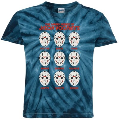 Funny Halloween The Many Moods Of Jason Voorhees Kids Tie-Dye T-Shirt