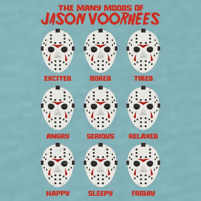 Funny Halloween The Many Moods Of Jason Voorhees Sueded Cloud Jersey T-Shirt