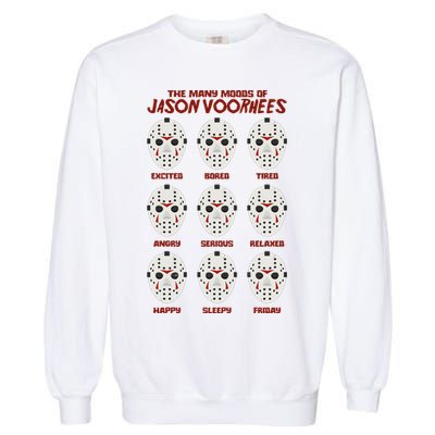 Funny Halloween The Many Moods Of Jason Voorhees Garment-Dyed Sweatshirt
