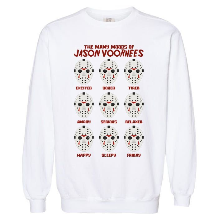 Funny Halloween The Many Moods Of Jason Voorhees Garment-Dyed Sweatshirt