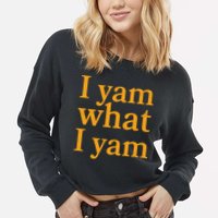 Funny Holidays Thanksgiving I Yam What I Yam Cropped Pullover Crew