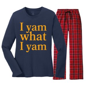 Funny Holidays Thanksgiving I Yam What I Yam Women's Long Sleeve Flannel Pajama Set 