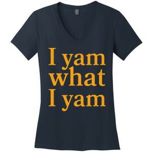 Funny Holidays Thanksgiving I Yam What I Yam Women's V-Neck T-Shirt