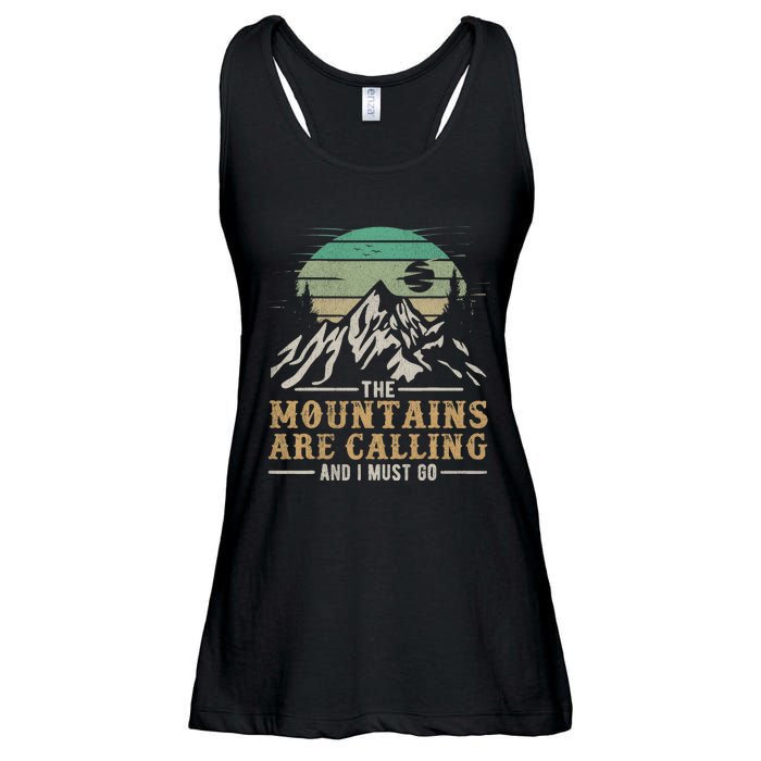 Funny Hiking Tee The Mountains Are Calling And I Must Go Ladies Essential Flowy Tank