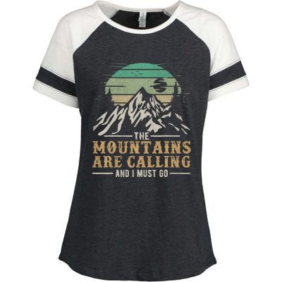 Funny Hiking Tee The Mountains Are Calling And I Must Go Enza Ladies Jersey Colorblock Tee