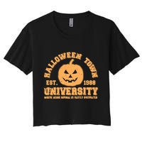 Funny Halloween Town University Est 1988 Where Being Normal Is Vastly Overrated Women's Crop Top Tee
