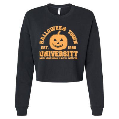 Funny Halloween Town University Est 1988 Where Being Normal Is Vastly Overrated Cropped Pullover Crew