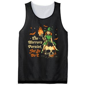 Funny Halloween The Horrors Persist Yet So Do I Mesh Reversible Basketball Jersey Tank