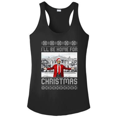 Funny Humorous Trump ILl Be Home For Christmas Ugly Sweater Ladies PosiCharge Competitor Racerback Tank