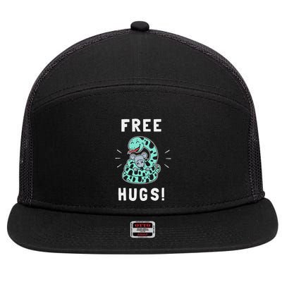 Free Hugs T Funny Python Snake Anaconda Joke 7 Panel Mesh Trucker Snapback Hat