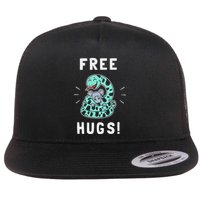 Free Hugs T Funny Python Snake Anaconda Joke Flat Bill Trucker Hat