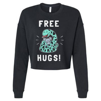 Free Hugs T Funny Python Snake Anaconda Joke Cropped Pullover Crew