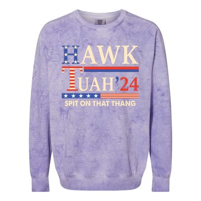 Funny Hawk Tuah 24 Spit On That Thang Colorblast Crewneck Sweatshirt