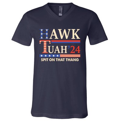 Funny Hawk Tuah 24 Spit On That Thang V-Neck T-Shirt