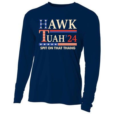 Funny Hawk Tuah 24 Spit On That Thang Cooling Performance Long Sleeve Crew