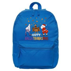 Funny Halloween Thanksgiving Christmas Happy Hallothanksmas Gift 16 in Basic Backpack