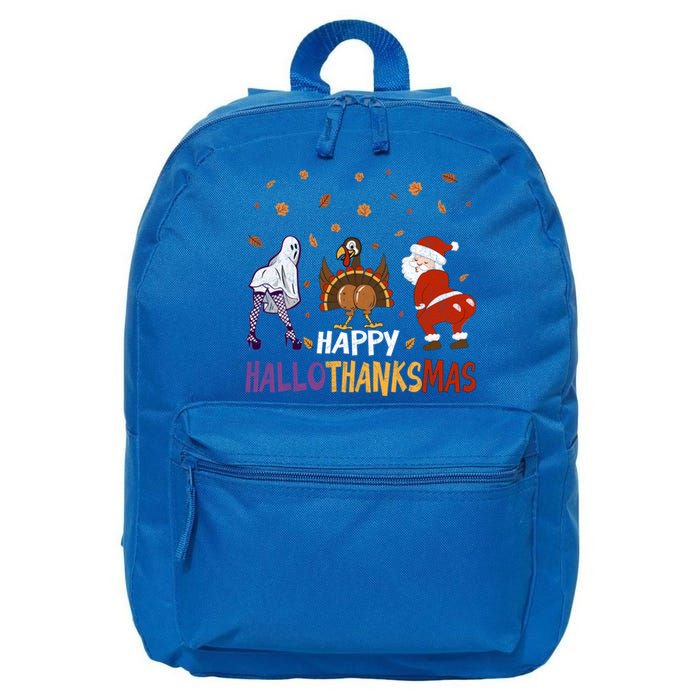 Funny Halloween Thanksgiving Christmas Happy Hallothanksmas Gift 16 in Basic Backpack