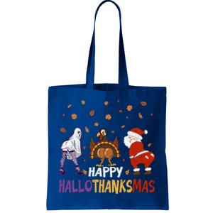 Funny Halloween Thanksgiving Christmas Happy Hallothanksmas Gift Tote Bag