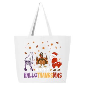 Funny Halloween Thanksgiving Christmas Happy Hallothanksmas Gift 25L Jumbo Tote