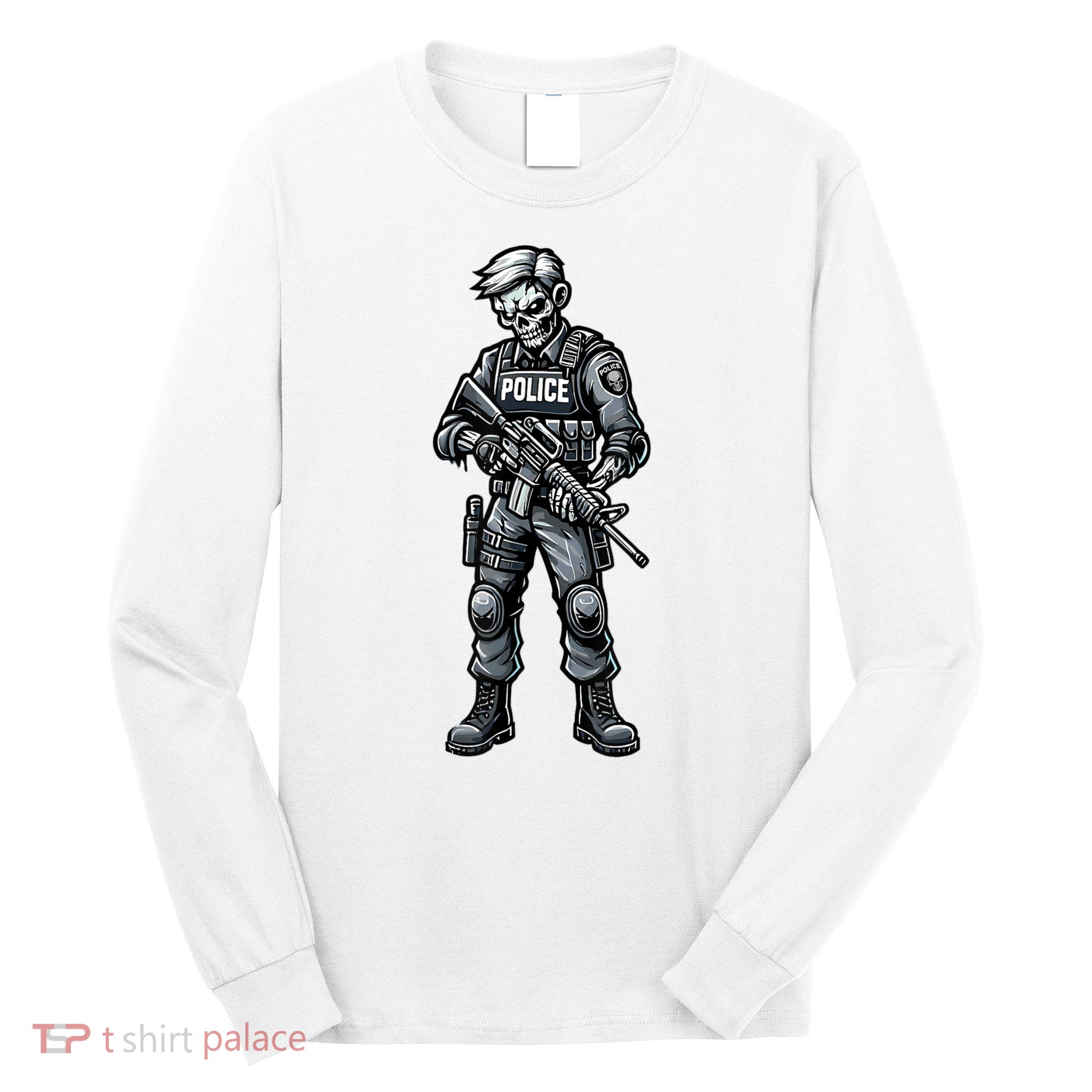 Fun Halloween Tactical Zombie Creepy Police Officer Costume Long Sleeve Shirt