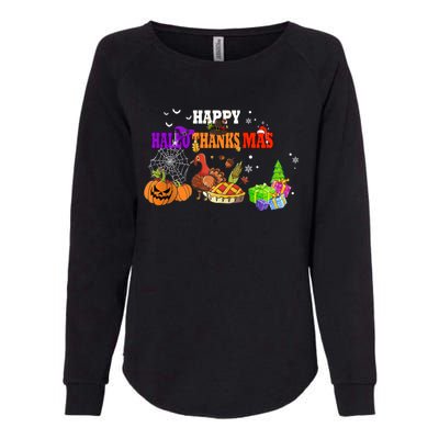 Funny Halloween Thanksgiving Christmas Happy Hallothanksmas Cute Gift Womens California Wash Sweatshirt