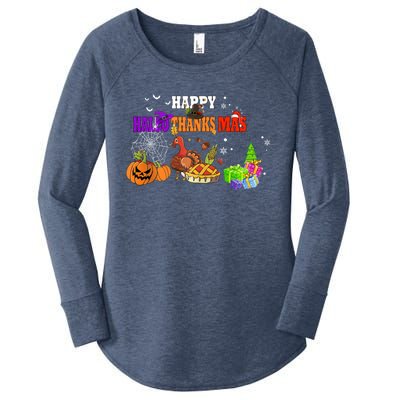 Funny Halloween Thanksgiving Christmas Happy Hallothanksmas Cute Gift Women's Perfect Tri Tunic Long Sleeve Shirt