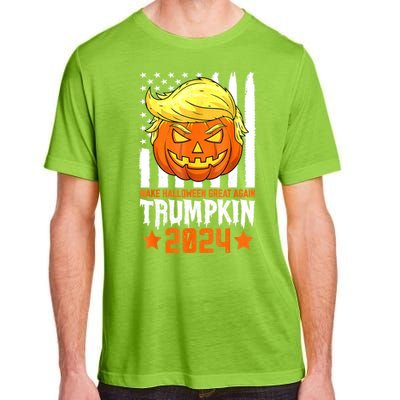 Funny Halloween Trumpkin Make Great Again Flag Pumpkin Trump 2024 Gift Adult ChromaSoft Performance T-Shirt