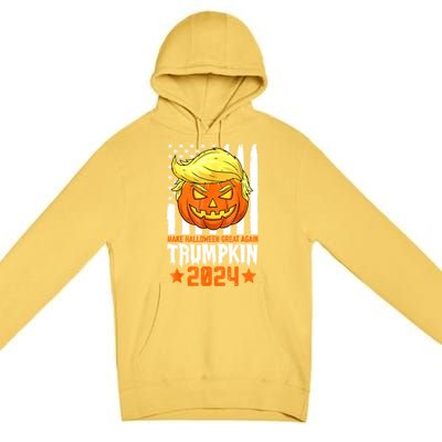 Funny Halloween Trumpkin Make Great Again Flag Pumpkin Trump 2024 Gift Premium Pullover Hoodie