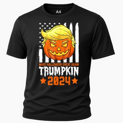 Funny Halloween Trumpkin Make Great Again Flag Pumpkin Trump 2024 Gift Cooling Performance Crew T-Shirt