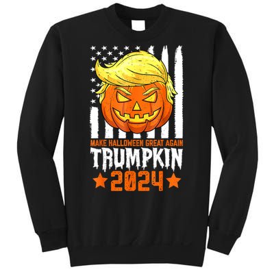 Funny Halloween Trumpkin Make Great Again Flag Pumpkin Trump 2024 Gift Sweatshirt