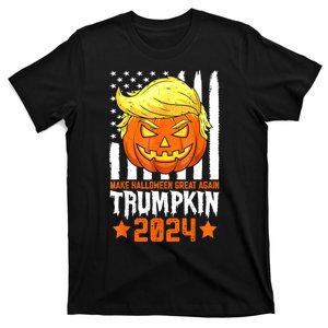 Funny Halloween Trumpkin Make Great Again Flag Pumpkin Trump 2024 Gift T-Shirt