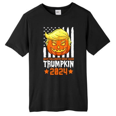 Funny Halloween Trumpkin Make Great Again Flag Pumpkin Trump 2024 Gift Tall Fusion ChromaSoft Performance T-Shirt