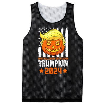 Funny Halloween Trumpkin Make Great Again Flag Pumpkin Trump 2024 Gift Mesh Reversible Basketball Jersey Tank