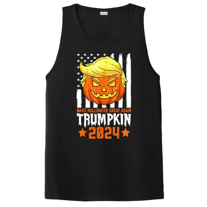 Funny Halloween Trumpkin Make Great Again Flag Pumpkin Trump 2024 Gift PosiCharge Competitor Tank