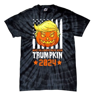 Funny Halloween Trumpkin Make Great Again Flag Pumpkin Trump 2024 Gift Tie-Dye T-Shirt