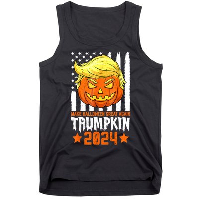 Funny Halloween Trumpkin Make Great Again Flag Pumpkin Trump 2024 Gift Tank Top