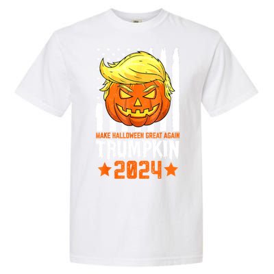 Funny Halloween Trumpkin Make Great Again Flag Pumpkin Trump 2024 Gift Garment-Dyed Heavyweight T-Shirt