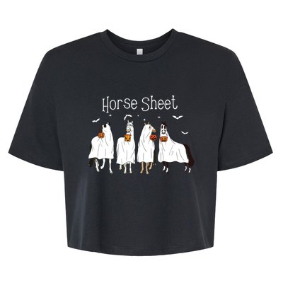 Funny Horse This Is Boo Sheet Ghost Boo Halloween Outfit Bella+Canvas Jersey Crop Tee