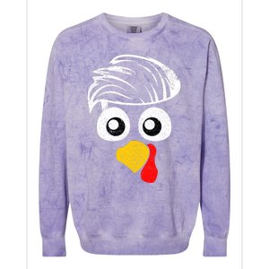 Funny Handsom Turkey Face, Hairstyle for Thanksgiving party Colorblast Crewneck Sweatshirt