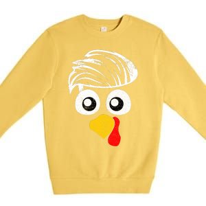 Funny Handsom Turkey Face, Hairstyle for Thanksgiving party Premium Crewneck Sweatshirt