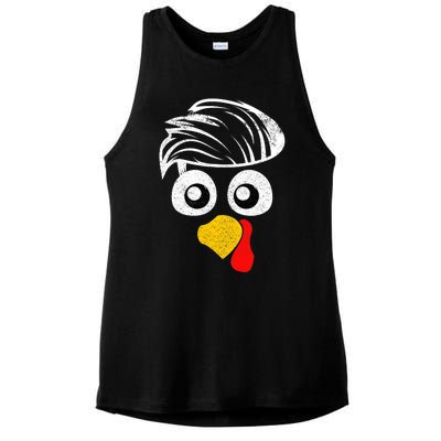 Funny Handsom Turkey Face, Hairstyle for Thanksgiving party Ladies PosiCharge Tri-Blend Wicking Tank