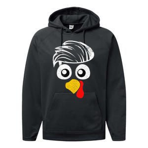 Funny Handsom Turkey Face, Hairstyle for Thanksgiving party Performance Fleece Hoodie