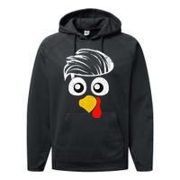 Funny Handsom Turkey Face, Hairstyle for Thanksgiving party Performance Fleece Hoodie