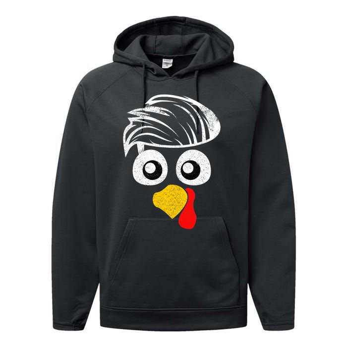 Funny Handsom Turkey Face, Hairstyle for Thanksgiving party Performance Fleece Hoodie