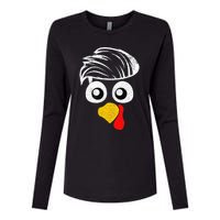 Funny Handsom Turkey Face, Hairstyle for Thanksgiving party Womens Cotton Relaxed Long Sleeve T-Shirt